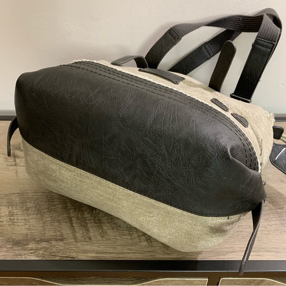 SHERPANI Beige CANVAS Brown ECO-Leather LAUREL Shoulder BAG Tote NATURAL Purse - Picture 5 of 10